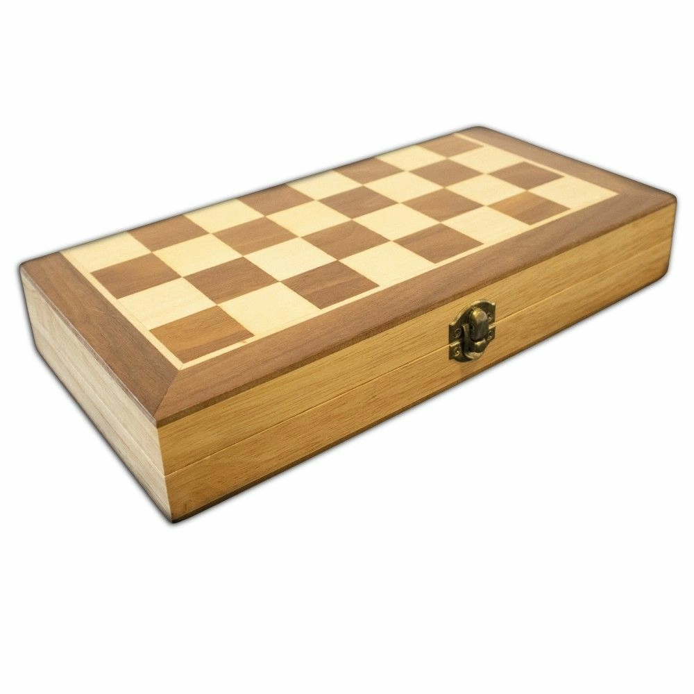 Wooden Folding Chess/Checkers/Backgammon Set 30cm